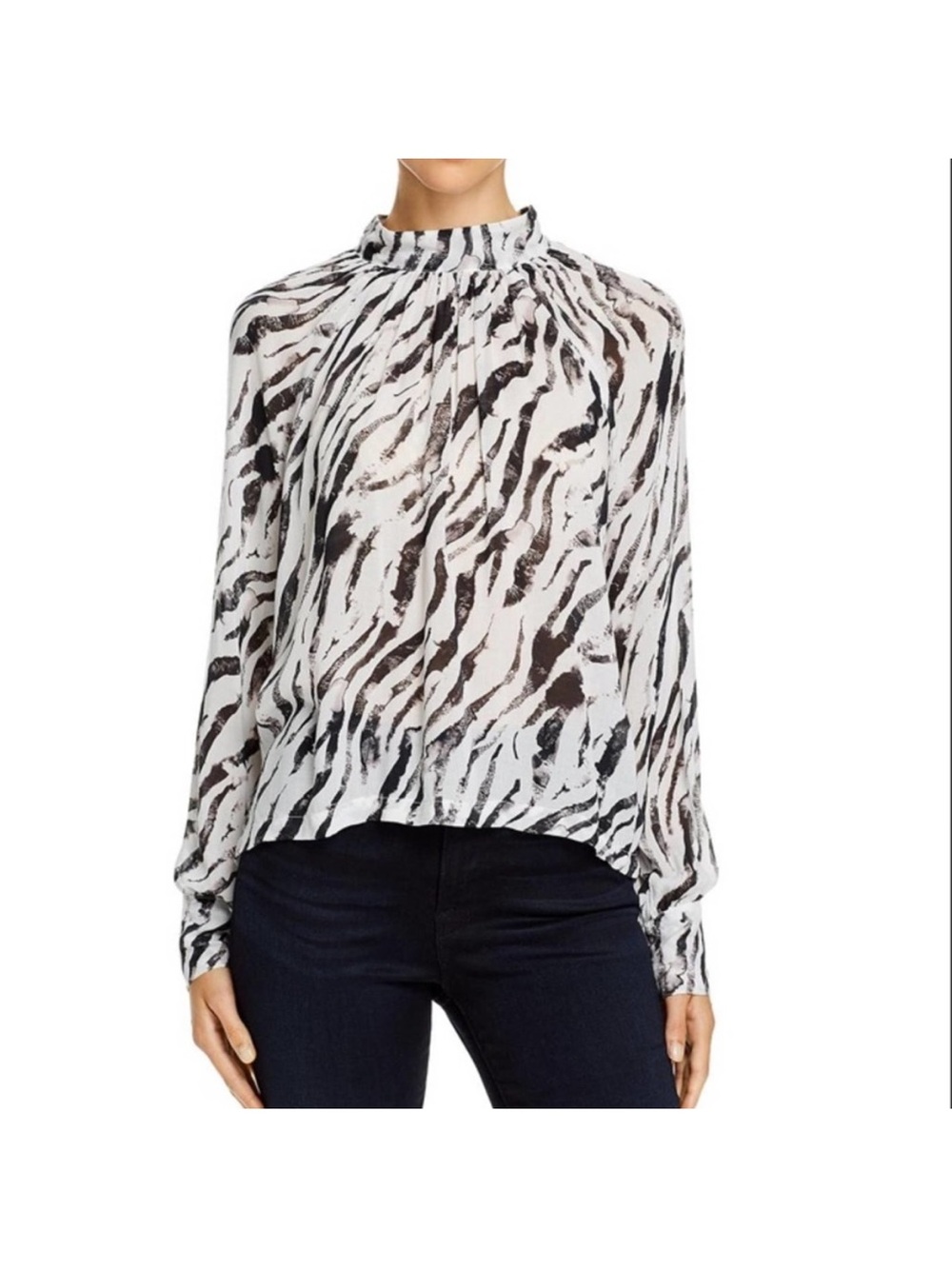 ❤️Bella Dahl Zebra Animal Print Print Long Sleeve Lightweight Shirt Top Large